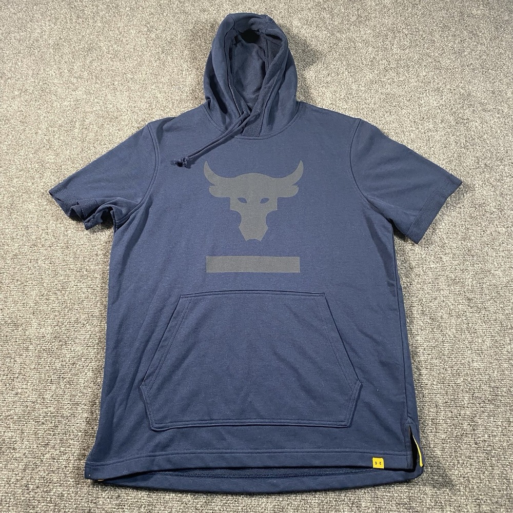 Under Armour Project Rock Short Sleeve Terry Hoodie Mens M Gym Exercise Training